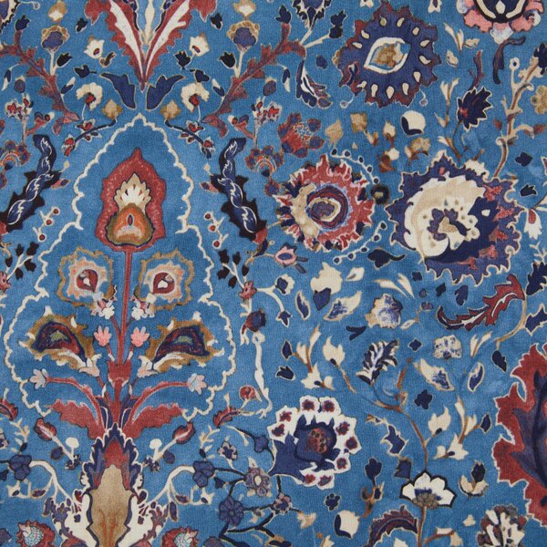 Completo Lenzuola In Percalle Decor Paisley Matrimoniale - 250X290 175X205 + 2 Federe 50X80 Mirabello Winter Cottage Blu Caleffi