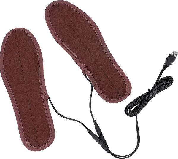 Solette riscaldanti elettriche, solette riscaldanti per piedi con controllo della temperatura, per scarpe numero 37-38 (marrone scuro)