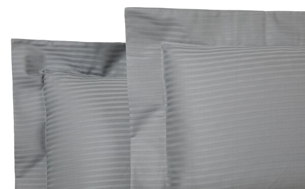 Completo Lenzuola In Raso Di Cotone Riga-raso Matrimoniale - 250X290 Emporium Tinta Unita Grigio Caleffi