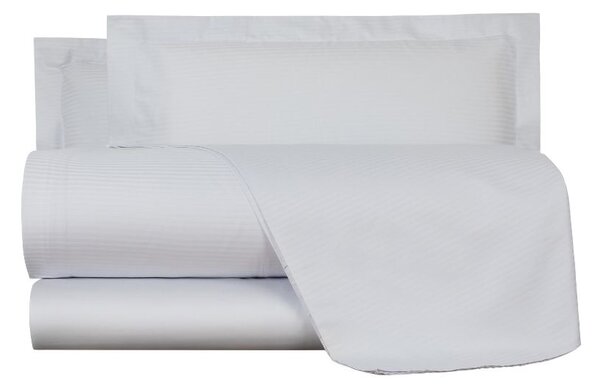 Completo Lenzuola In Raso Di Cotone Riga-raso Matrimoniale - 250X290 Emporium Tinta Unita Ghiaccio Caleffi