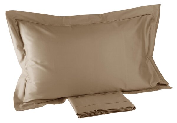 Completo Lenzuola In Raso Di Cotone Precious Sateen Matrimoniale - 250X290 175X205 + 2 Federe 50X80 Mirabello Brera Tinta Unita Cammello Caleffi