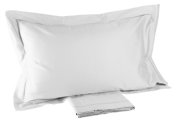 Completo Lenzuola In Raso Di Cotone Precious Sateen Matrimoniale - 250X290 175X205 + 2 Federe 50X80 Mirabello Brera Tinta Unita Bianco Caleffi