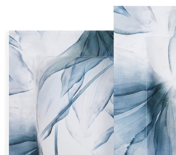Completo Lenzuola MATRIMONIALE - 250X290 175X205 2 FEDERE 50X80 Abstract Flower BLU Raso Di Cotone Caleffi