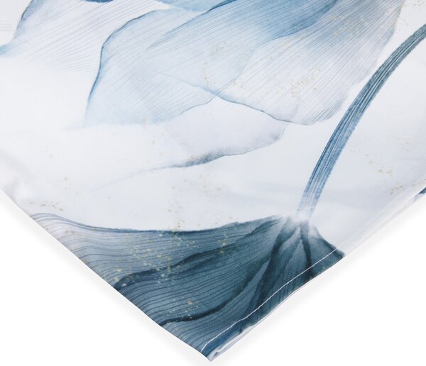 Completo Lenzuola MATRIMONIALE - 250X290 175X205 2 FEDERE 50X80 Abstract Flower BLU Raso Di Cotone Caleffi