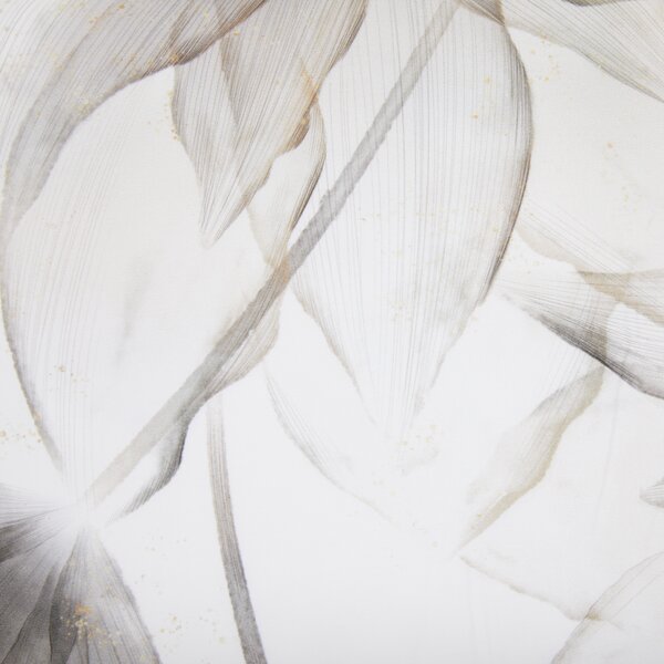 Completo Lenzuola In Raso Di Cotone Abstract Flower Matrimoniale - 250X290 175X205 + 2 Federe 50X80 Mirabello Floreale Tortora Caleffi