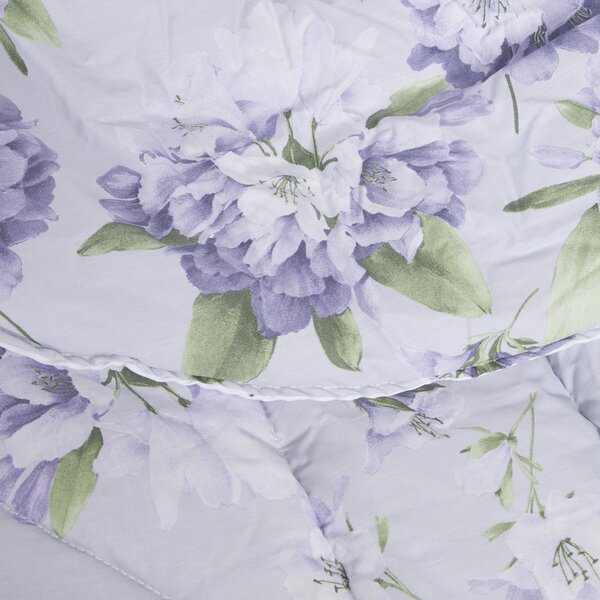 Trapunta In Percalle Rododendri Matrimoniale - 270X260 Emporium Geometrico Viola Caleffi