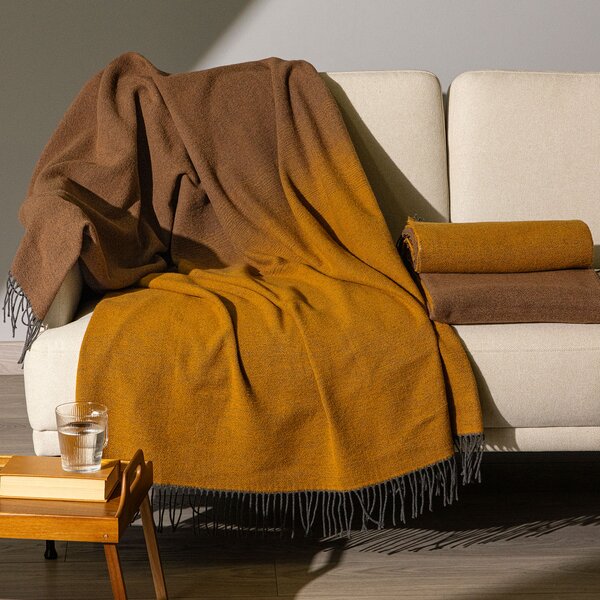 Plaid In Cotone Chamonix CM. 130X170 Caleffi Moka/Oro Caleffi