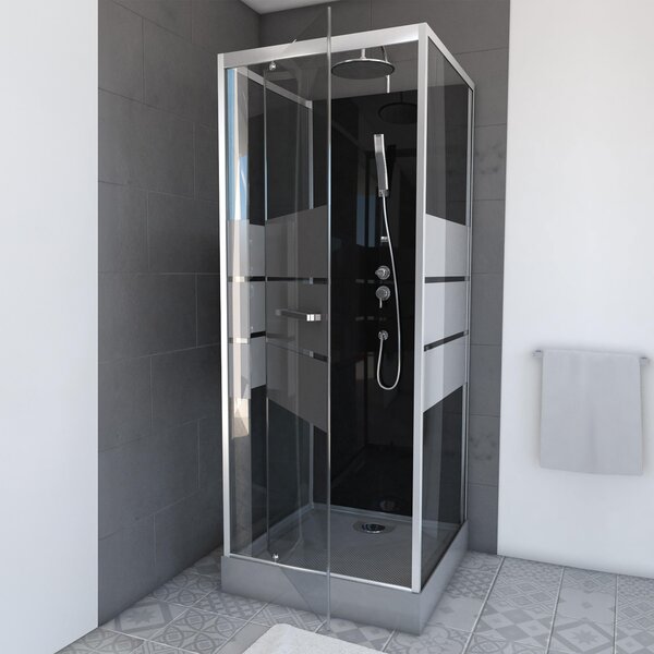 Doccia completa MARWELL Doccia completa Dusy 70 x 70 x 225 cm - set completo incl. piatto doccia e rubinetto - doccia rotonda con ingresso frontale