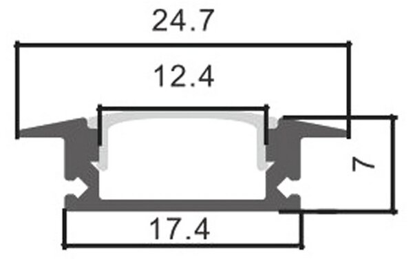 Profilo Led piatto U Sub Nero laccato per strisce Led 12-24V da incasso 2 metri in alluminio M LEDME