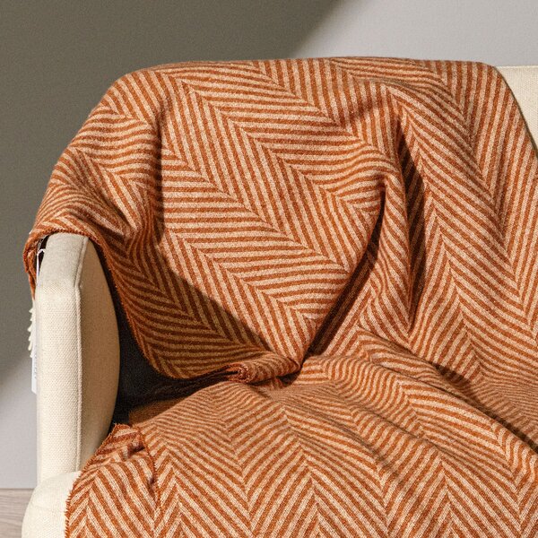 Plaid In Cotone Chalet CM. 130X170 Caleffi Mattone Caleffi