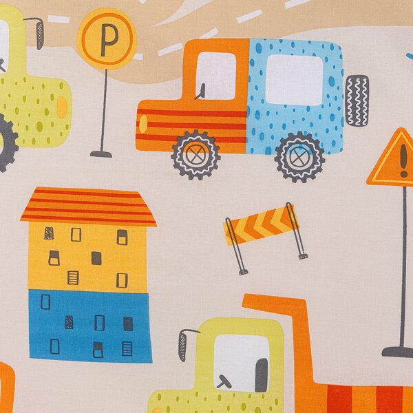 Copripiumino Con Federe In Cotone City Car Singolo Caleffi Kids Ragazzo Beige Caleffi