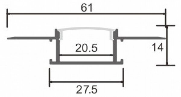 Profilo Led piatto U Feat per strisce Led 12-24V da incasso 2 metri in alluminio M LEDME