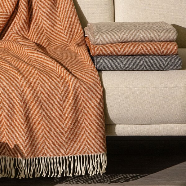 Plaid In Cotone Chalet CM. 130X170 Caleffi Mattone Caleffi