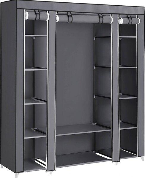 Calicosy - Appendiabiti pieghevole in tessuto con bastone e mensole - L140 cm