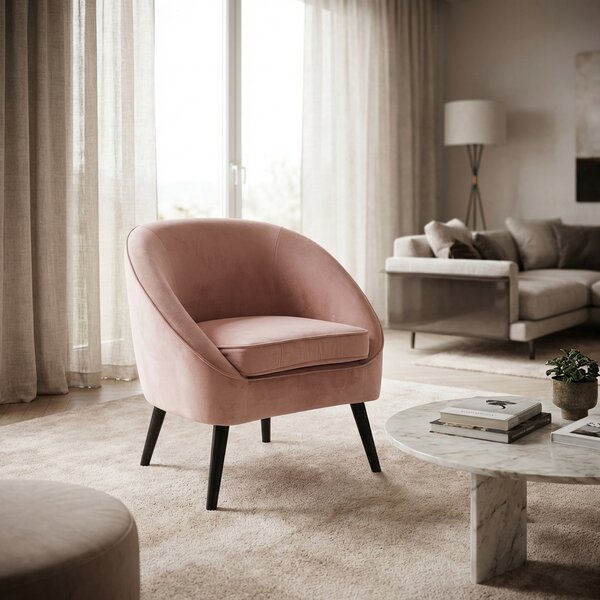 Galileo Poltrona Moderna in Velluto Dimensioni 74x66x77 colore Rosa Cipria