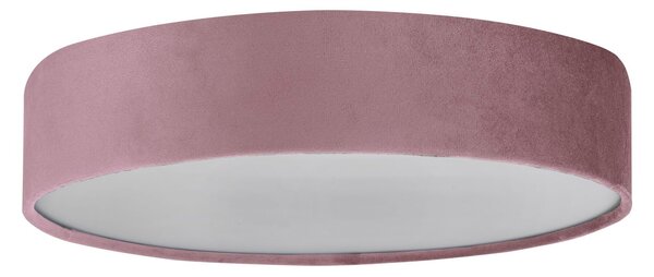 Plafoniera Contemporanea Tamburo Acciaio Rosa Tessuto Bianco 3 Luci E27