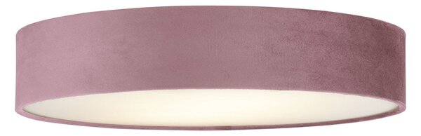 Plafoniera Contemporanea Tamburo Acciaio Rosa Tessuto Bianco 3 Luci E27