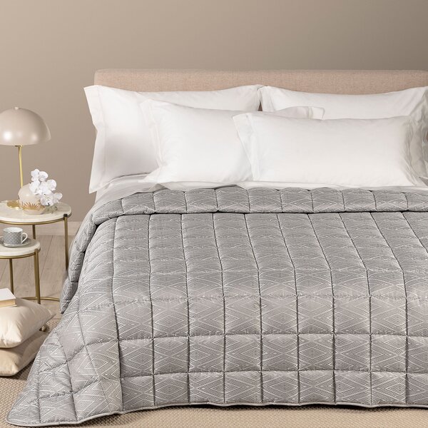 Trapunta Leggerissima In Raso Jacquard Minerva Matrimoniale Dreaming Tortora Caleffi