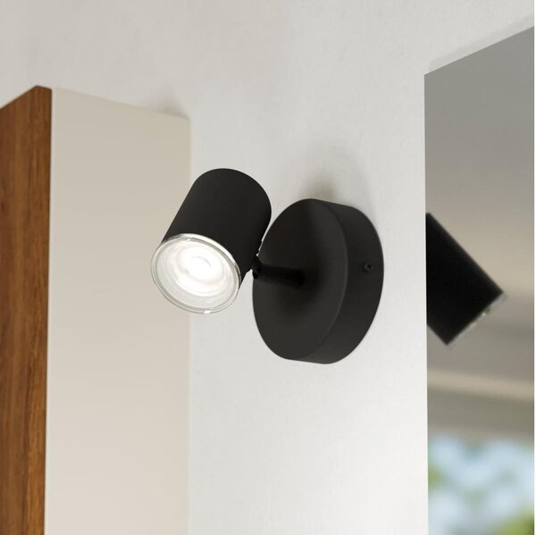 Eglo 901964- Faretto da parete per bagno CONSUMA 1xGU10/5W/230V IP44 nero