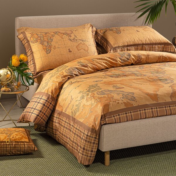 Completo Copripiumino In Raso Di Cotone Geo Tartan Matrimoniale Alviero Martini 1A Classe Geo Caleffi