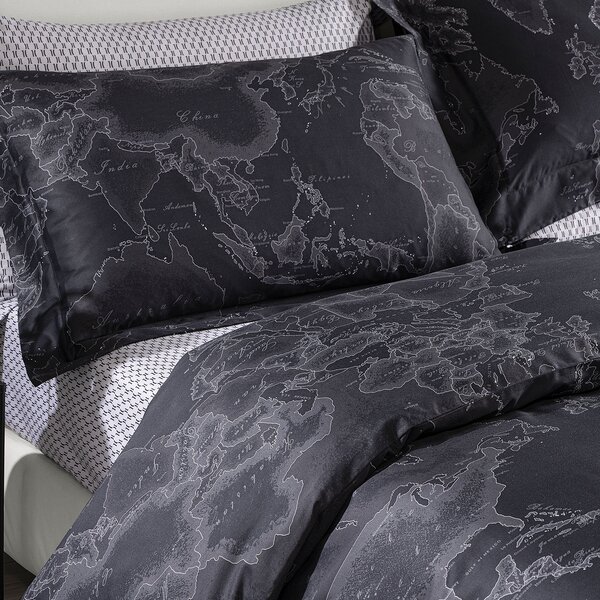 Completo Copripiumino In Raso Di Cotone Geo Night Matrimoniale Alviero Martini 1A Classe Geo Caleffi
