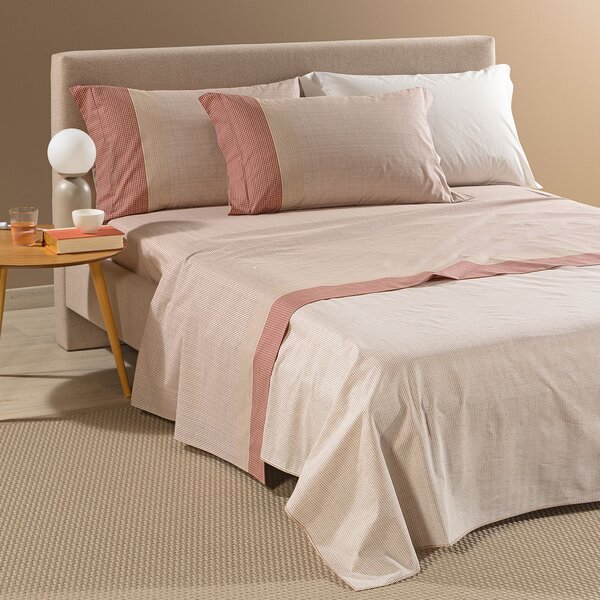 Completo Lenzuola In Cotone Style Singolo Caleffi Casa Color Corallo Caleffi