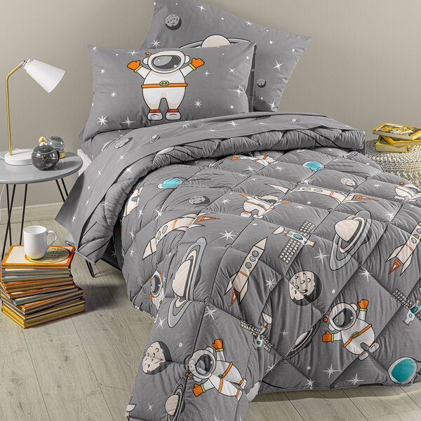 Trapunta In Cotone Spazio Singolo Caleffi Kids Ragazzo Grigio Caleffi