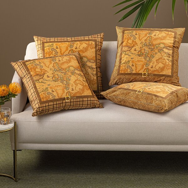 Cuscino D'arredo In Velluto Geo Tartan CM. 50X50 Alviero Martini 1A Classe Geo Caleffi