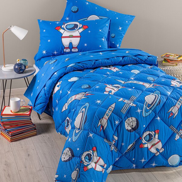 Trapunta In Cotone Spazio Singolo Caleffi Kids Ragazzo Blu Caleffi