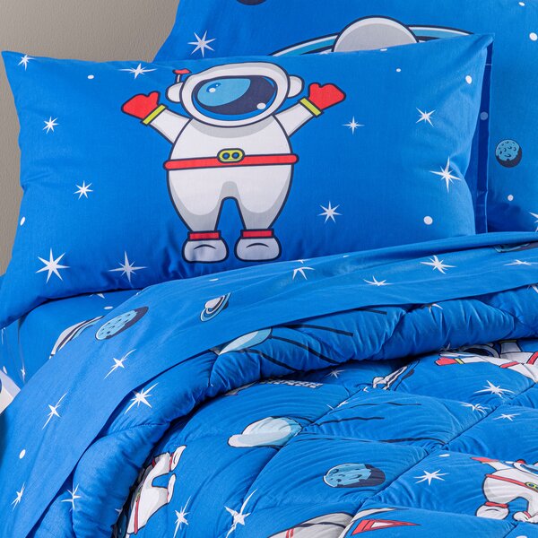Trapunta In Cotone Spazio Singolo Caleffi Kids Ragazzo Blu Caleffi