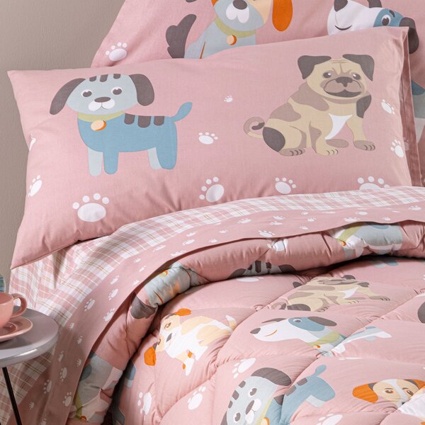 Trapunta In Cotone Cuccioli Singolo Caleffi Kids Ragazzo Rosa Caleffi