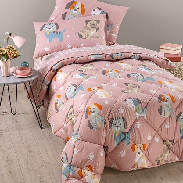 Trapunta In Cotone Cuccioli Singolo Caleffi Kids Ragazzo Rosa Caleffi