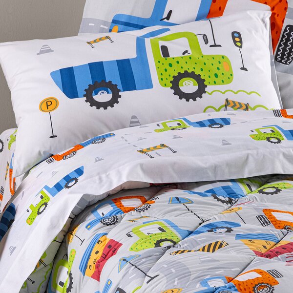 Trapunta In Cotone City Car Singolo Caleffi Kids Ragazzo Grigio Caleffi