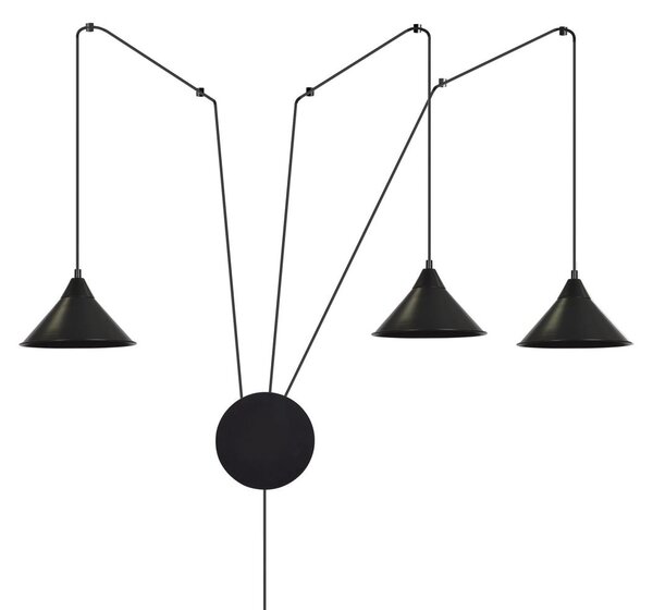 Lampadario a sospensione con filo ABRAMO 3xE27/15W/230V nero