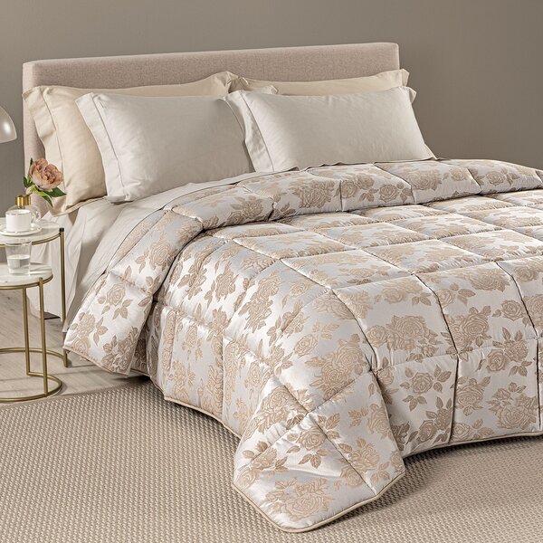 Trapunta In Raso Jacquard Floret Matrimoniale Dreaming Barocco Tortora Caleffi