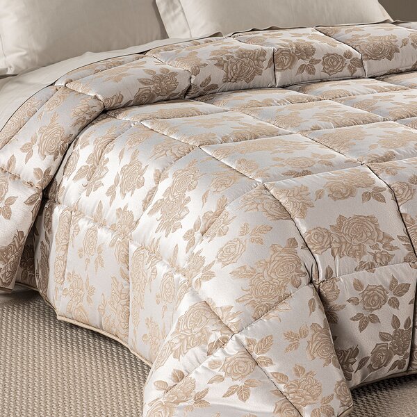 Trapunta In Raso Jacquard Floret Matrimoniale Dreaming Barocco Tortora Caleffi