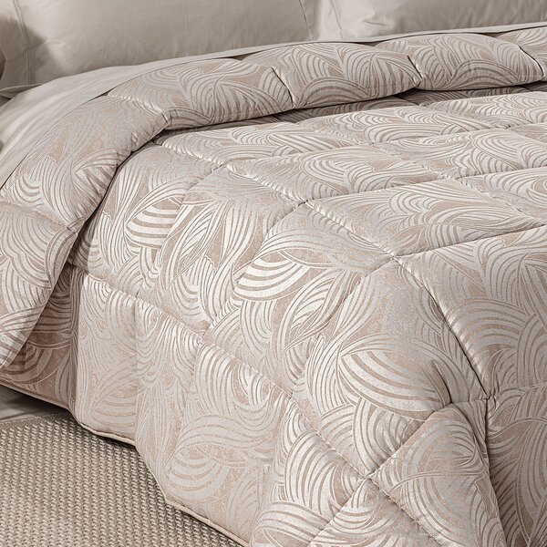 Trapunta In Raso Jacquard Apollo Matrimoniale Dreaming Barocco Tortora Caleffi