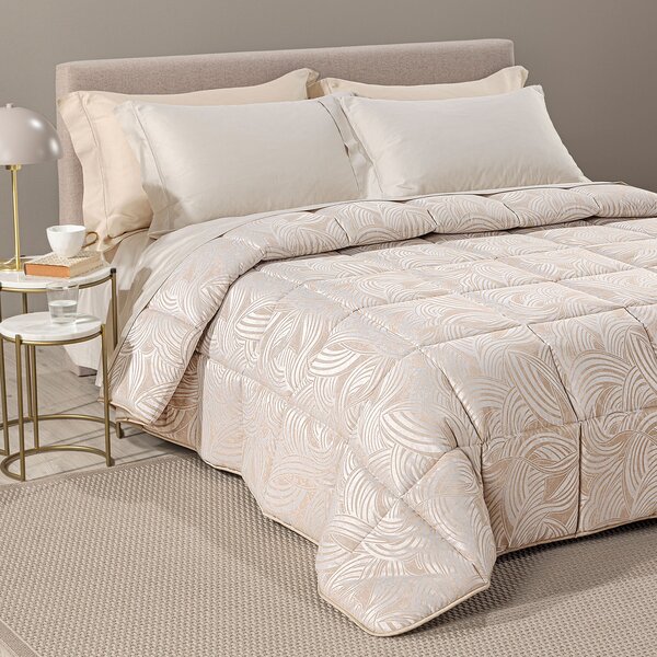 Trapunta In Raso Jacquard Apollo Matrimoniale Dreaming Barocco Naturale Caleffi