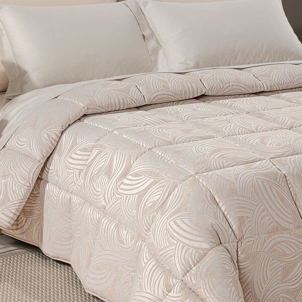Trapunta In Raso Jacquard Apollo Matrimoniale Dreaming Barocco Naturale Caleffi