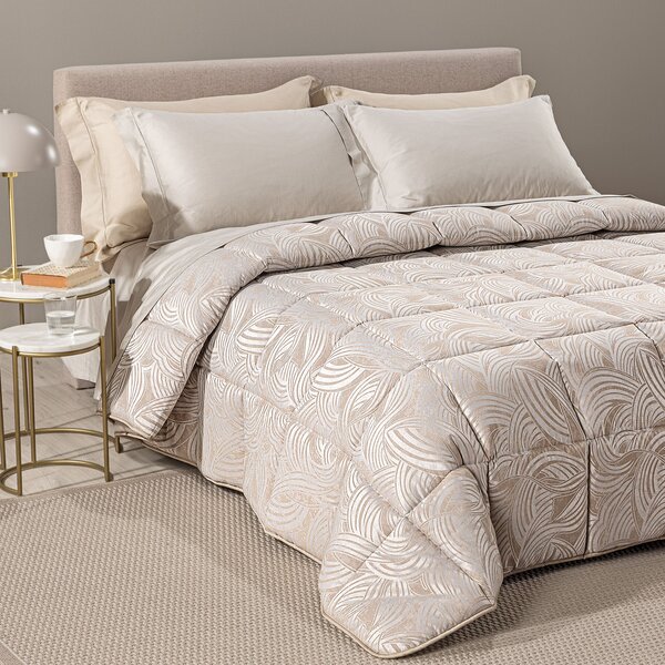 Trapunta In Raso Jacquard Apollo Matrimoniale Dreaming Barocco Tortora Caleffi