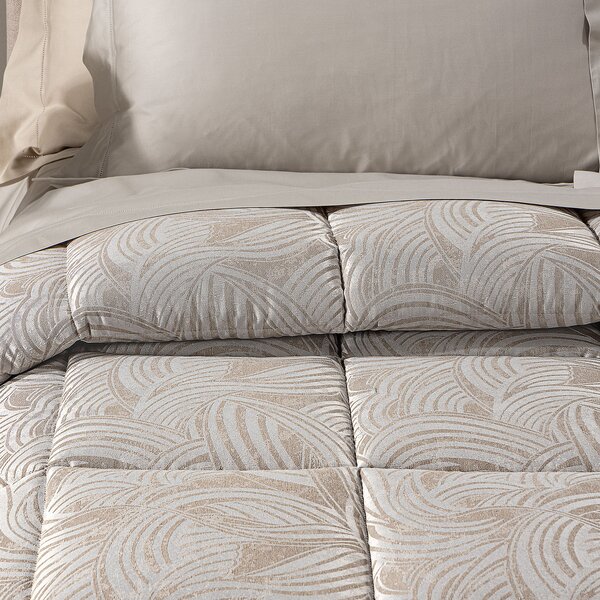 Trapunta In Raso Jacquard Apollo Matrimoniale Dreaming Barocco Tortora Caleffi