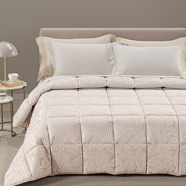 Trapunta In Raso Jacquard Apollo Matrimoniale Dreaming Barocco Naturale Caleffi