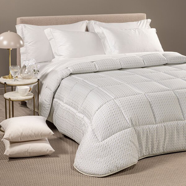 Trapunta In Raso Jacquard Clear Matrimoniale Dreaming Geometrico Panna Caleffi
