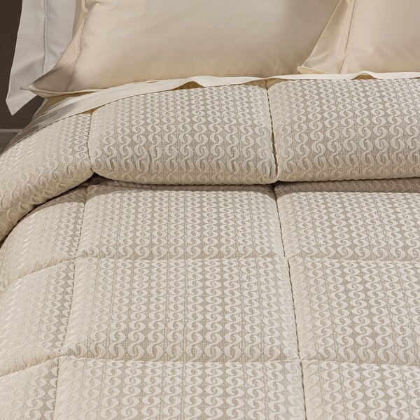 Trapunta In Raso Jacquard Clear Matrimoniale Dreaming Geometrico Avorio Caleffi