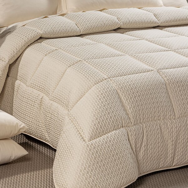 Trapunta In Raso Jacquard Clear Matrimoniale Dreaming Geometrico Avorio Caleffi