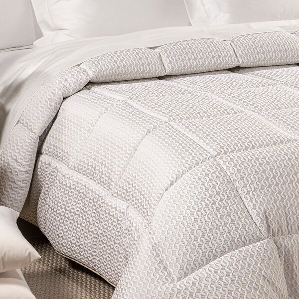 Trapunta In Raso Jacquard Clear Matrimoniale Dreaming Geometrico Panna Caleffi