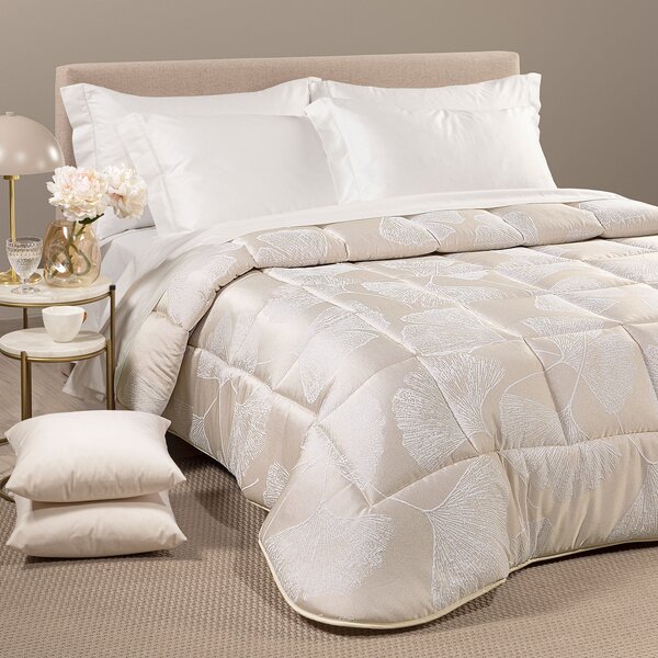 Trapunta In Raso Jacquard Agatha Matrimoniale Dreaming Floreale Panna Caleffi
