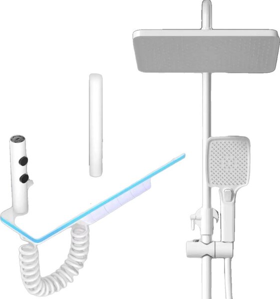 Set doccia, display digitale a LED, controllo termostatico, bianco