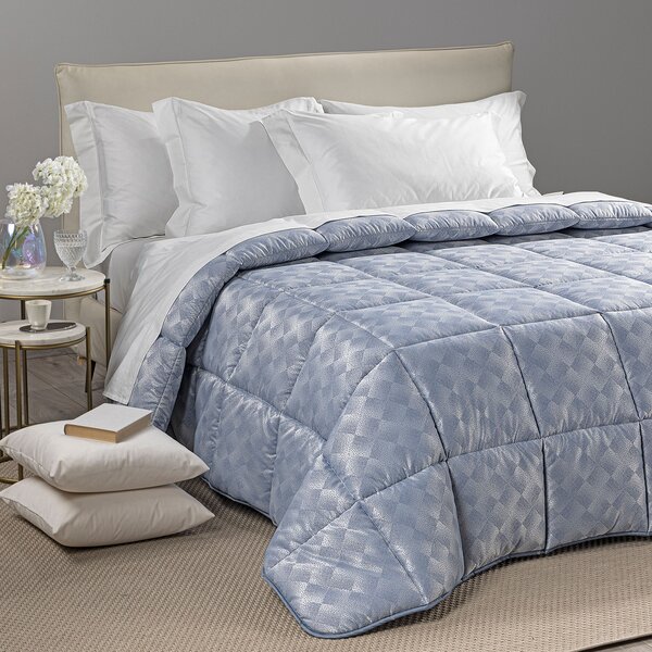 Trapunta In Raso Jacquard Texture Matrimoniale Dreaming Barocco Blu Caleffi