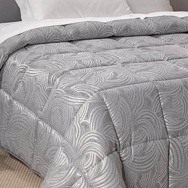 Trapunta In Raso Jacquard Apollo Matrimoniale Dreaming Barocco Grigio Caleffi